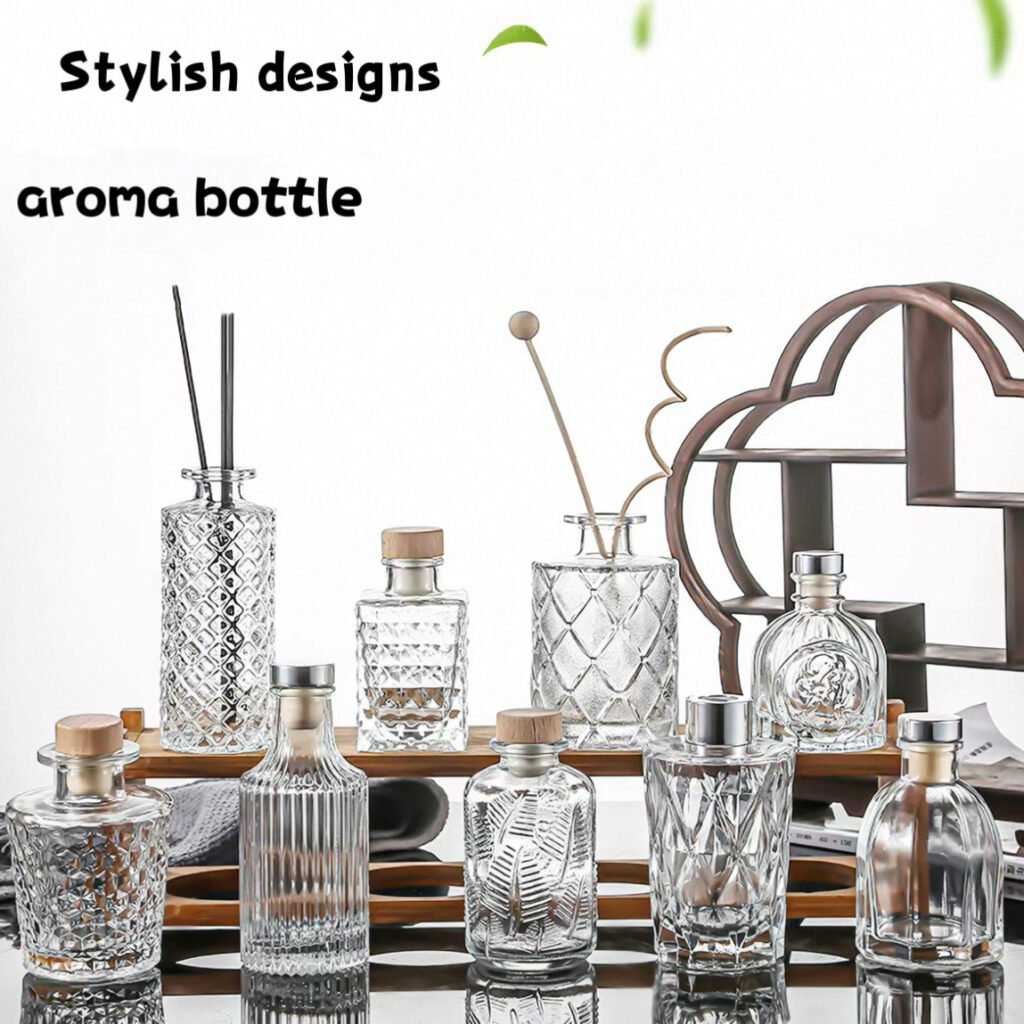 Square 100ml Aroma Diffuser Glass Bottle Style 02 by Qunyi Glass