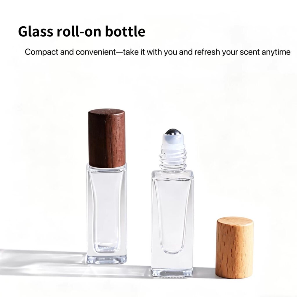 Refillable Travel Size Roll-On Glass Bottle Style 04 by Qunyi Glass