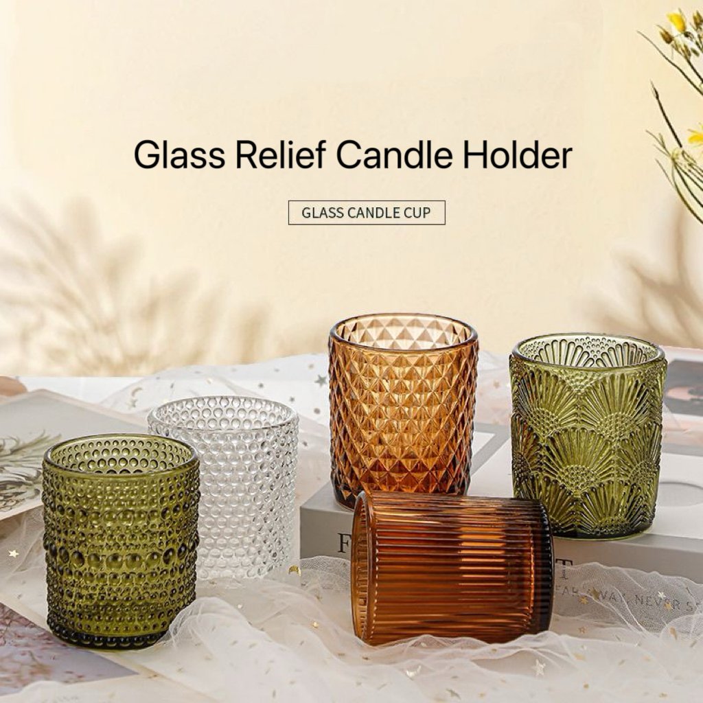Home Fragrance Gift Set Size Glass Candle Holder Style 05 by Qunyi Glass