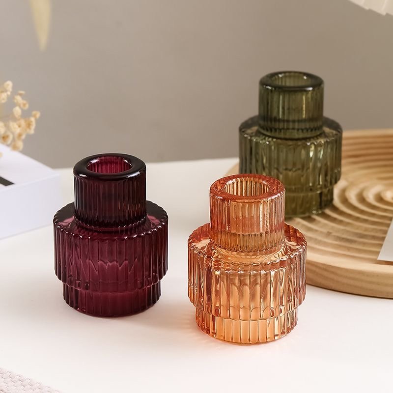 Premium Medium Candle Size Glass Candle Holder Style 03 by Qunyi Glass