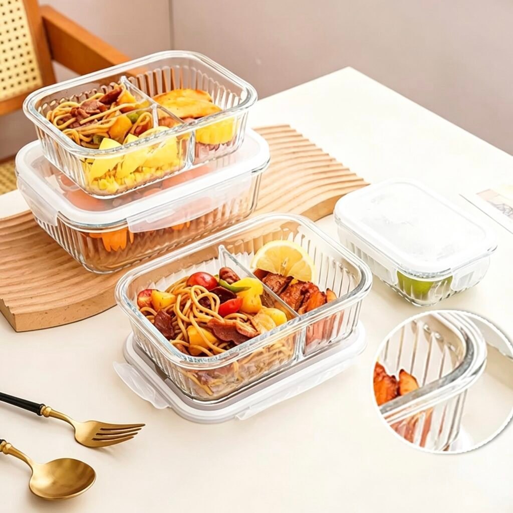 Reusable Large Size Glass Food Storage Bowl Style 04 by Qunyi Glass