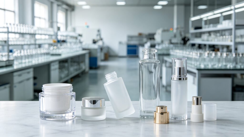 Cosmetic glass jars and closure components for wholesale skincare packaging