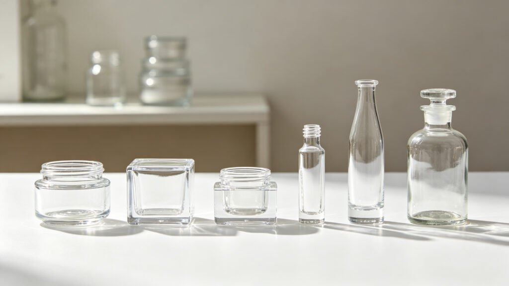 Cosmetic glass jar formats with matching lids and inner liners