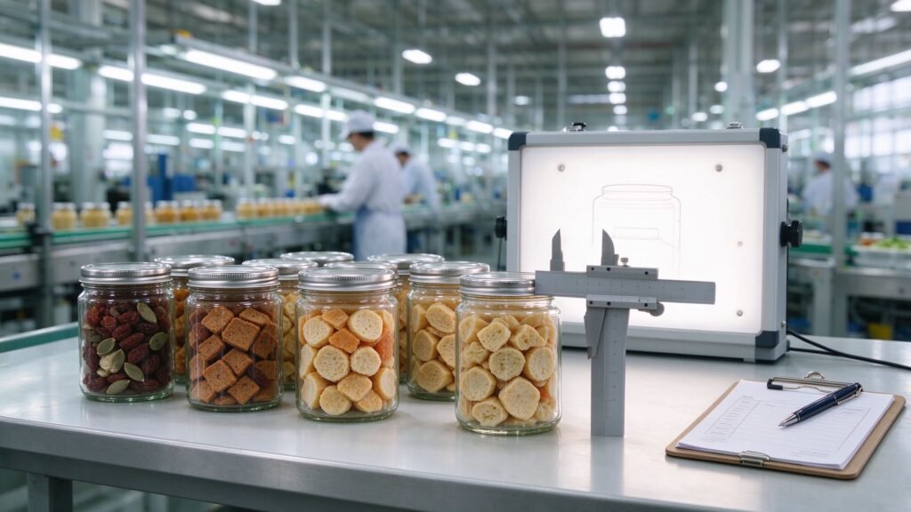 Quality control inspection of food-grade glass jars