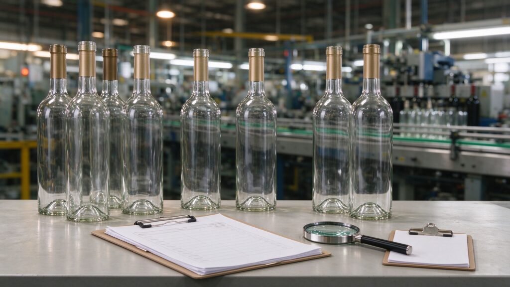 Custom wine bottles prepared for supplier verification