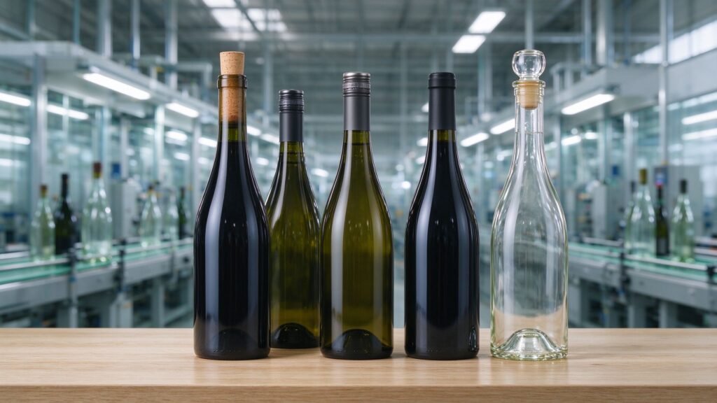 Custom wine bottle necks with cork and screw-cap closure options