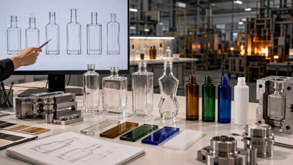 Glass vs plastic cosmetic bottle packaging comparison with glass cosmetic bottles in Xuzhou Jiangsu